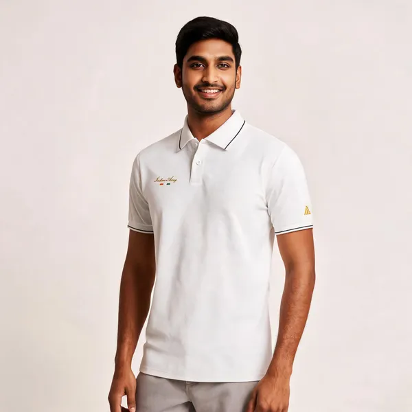 White_Cotton_Blend_Regular_Fit_Indian_Army_Polo_T-Shirt_For_Men
