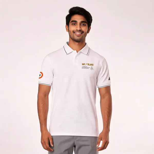 White_Cotton_Regular_Fit_Iaf_Tejas_Polo_T-Shirt_For_Men