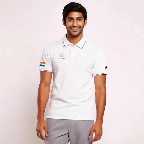 White_Cotton_Blend_Regular_Fit_Gorkha_Rifles_Polo_T-Shirt_For_Men