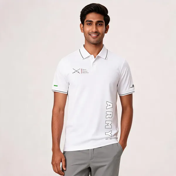 White_Cotton_Blend_Regular_Fit_Army_Service_Before_Self_Polo_T-Shirt_For_Men