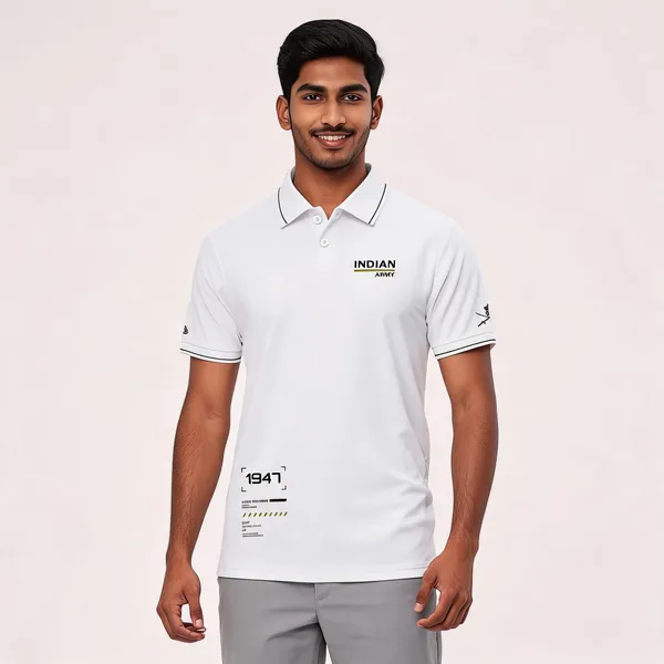 White_Cotton_Blend_Regular_Fit_Indian_Army_Serve_With_Pride_Polo_T-Shirt_For_Men