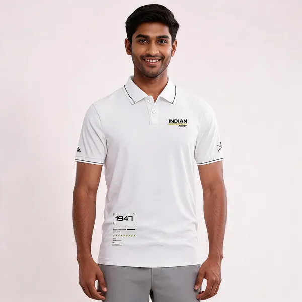 White_Cotton_Blend_Regular_Fit_Indian_Army_Serve_With_Pride_Polo_T-Shirt_For_Men