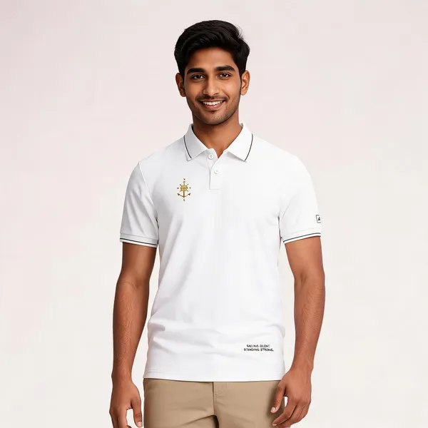 White_Cotton_Lycra_Regular_Fit_Polo_T-Shirt_For_Men