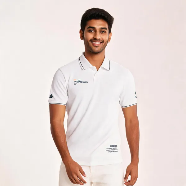 White_Cotton_Lycra_Regular_Fit_Polo_T-Shirt_For_Men