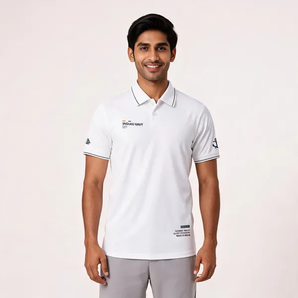 White_Cotton_Lycra_Regular_Fit_Polo_T-Shirt_For_Men