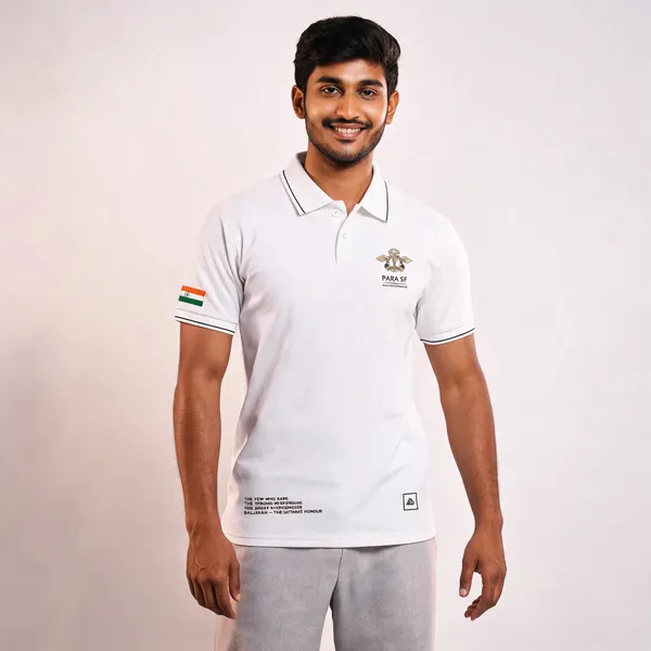 White_Cotton_Lycra_Regular_Fit_Polo_T-Shirt_For_Men