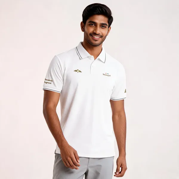 White_Cotton_Blend_Regular_Fit_Parachute_Regiment_Polo_T-Shirt_For_Men