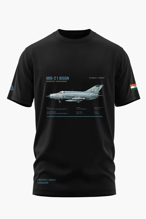 MIG_21_FIGHTER_AIRCRAFT_COTTON_T-SHIRT_-_Black,_XL