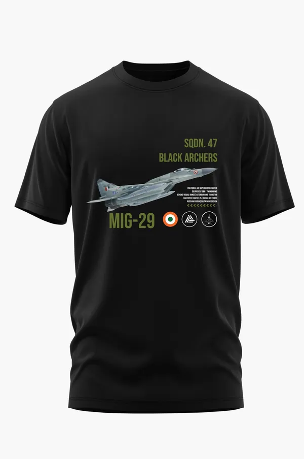 MIG_29_BLACK_ARCHERS_COTTON_T-SHIRT_-_Black,_XL