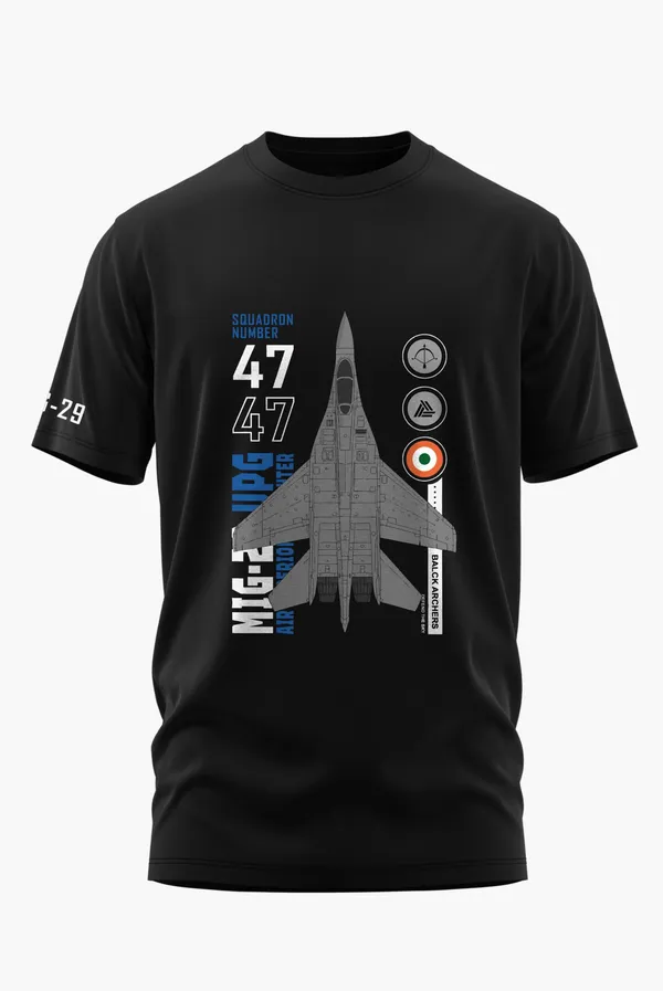 MIG_29_BLACK_ARRCHERS_COTTON_T-SHIRT_-_Black,_XL