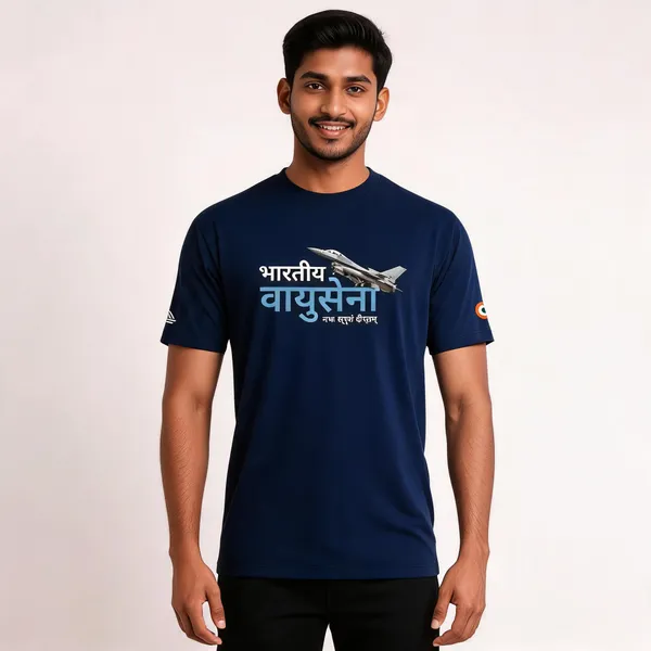 Blue_Cotton_Lycra_Regular_Fit_Bharatiya_Vayusena_T-Shirt_For_Men