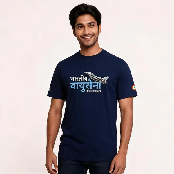 Blue_Cotton_Lycra_Regular_Fit_Bharatiya_Vayusena_T-Shirt_For_Men