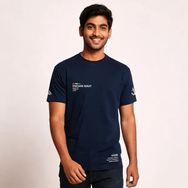 Blue_Cotton_Blend_Regular_Fit_Round_Neck_T-Shirt_For_Men