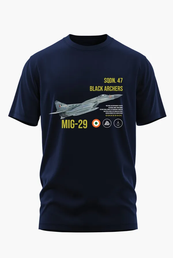 MIG_29_BLACK_ARCHERS_COTTON_T-SHIRT_-_Blue,_XL