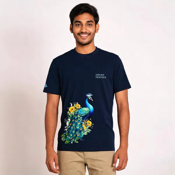 Blue_Cotton_Lycra_Regular_Fit_Indian_Peacock_T-Shirt_For_Men