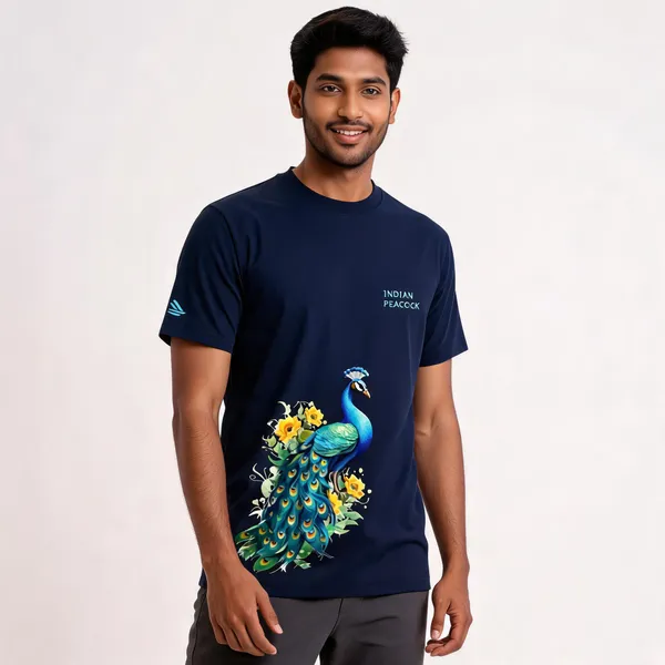 Blue_Cotton_Lycra_Regular_Fit_Indian_Peacock_T-Shirt_For_Men