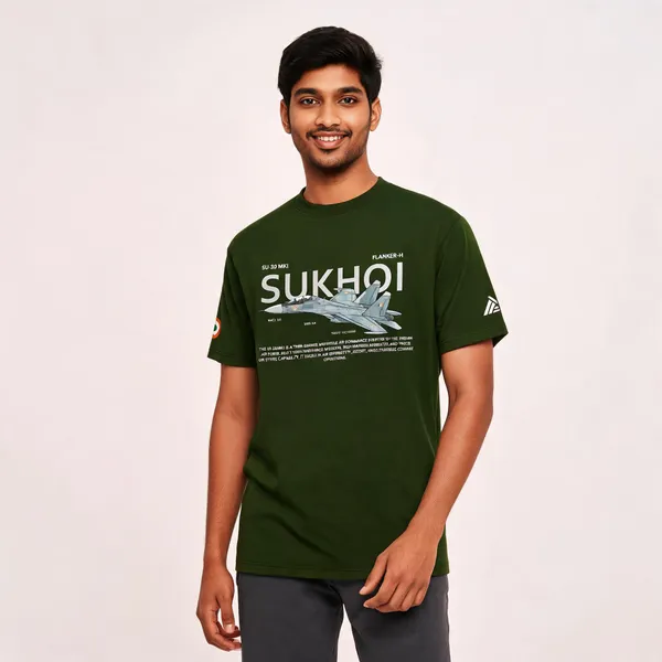 Olive_Cotton_Blend_Regular_Fit_Round_Neck_T-Shirt_For_Men