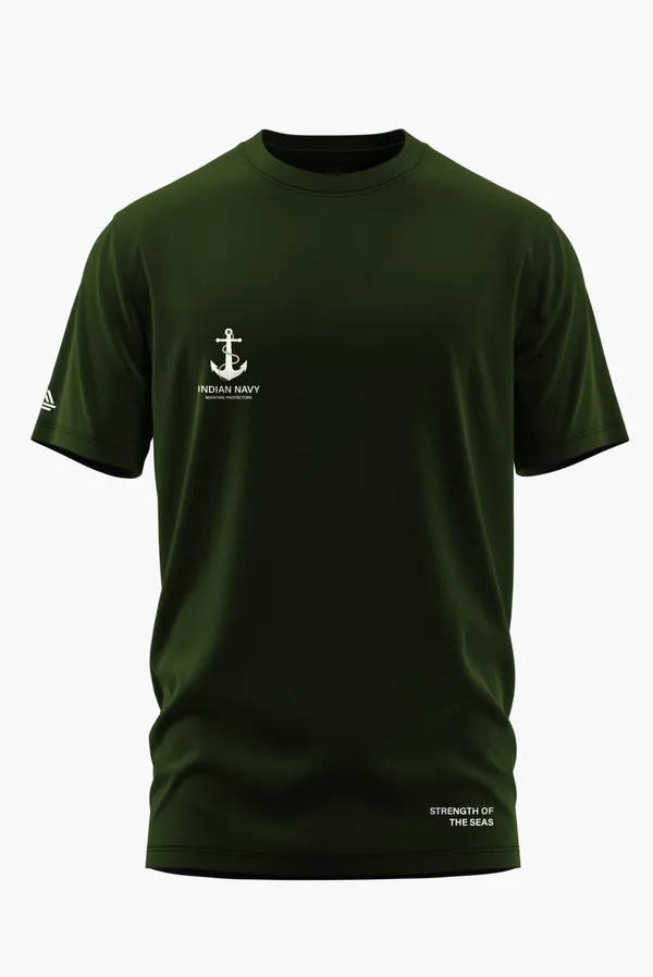 INDIAN_NAVY_GUARDING_THE_SEAS_COTTON_T-SHIRT_-_Olive,_XL