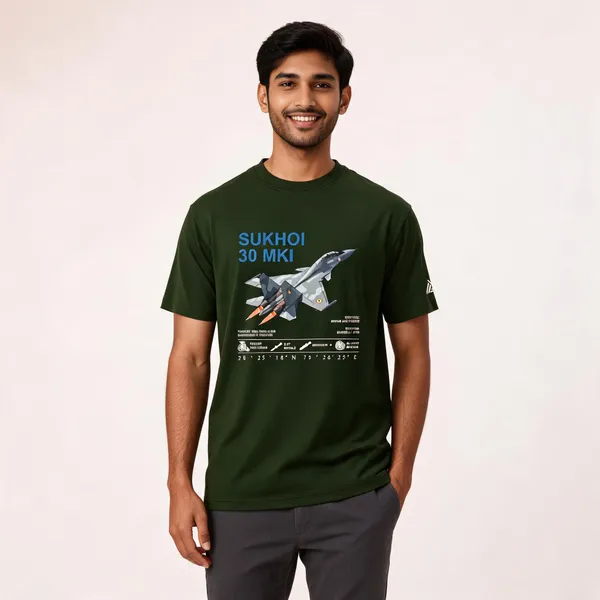 Olive_Cotton-Lycra_Regular_Fit_Su-30Mki_Graphic_T-Shirt_For_Men