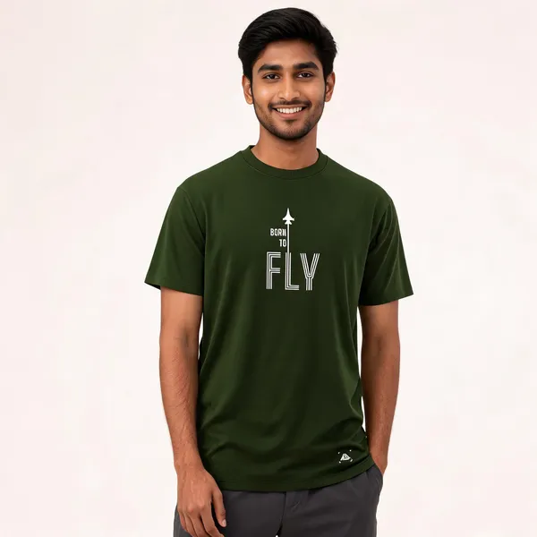 Olive_Cotton_Blend_Regular_Fit_Born_To_Fly_T-Shirt_For_Men