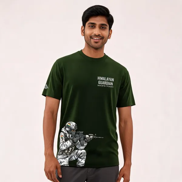 Olive_Cotton_Lycra_Regular_Fit_Himalayan_Guardian_T-Shirt_For_Men