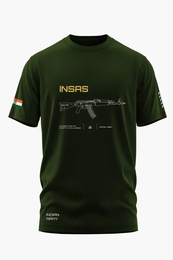 INSAS_FIREPOWER_MARK_COTTON_T-SHIRT_-_Olive,_XL