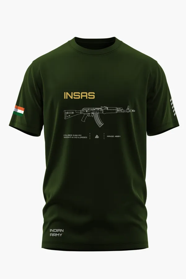 INSAS_FIREPOWER_MARK_COTTON_T-SHIRT_-_Olive,_XL