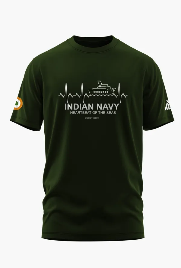 NAVY_HEARBEAT_COTTON_T-SHIRT_-_Olive,_XL