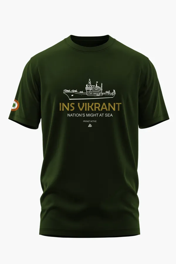 INS_VIKRANT_NATION'S_MIGHT_COTTON_T-SHIRT_-_Olive,_XL