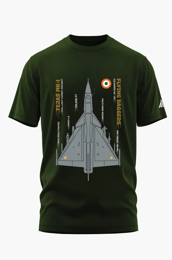 SQ._45_FLYING_DAGGERS_COTTON_T-SHIRT_-_Olive,_XL