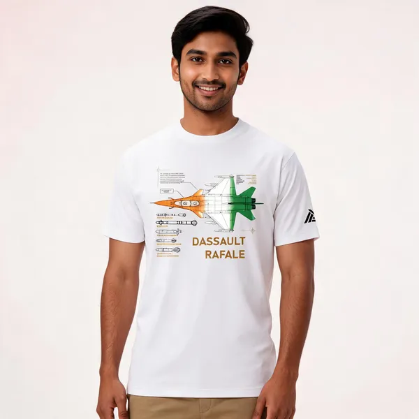 White_Cotton_Regular_Fit_Dassault_Rafale_Blueprint_T-Shirt_For_Men
