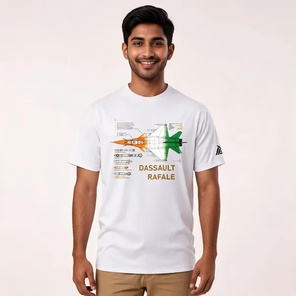 White_Cotton_Regular_Fit_Dassault_Rafale_Blueprint_T-Shirt_For_Men