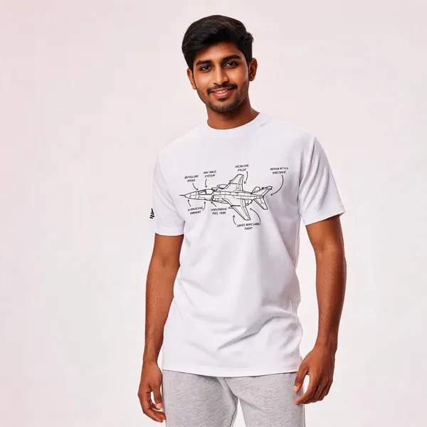 White_Cotton_Lycra_Regular_Fit_Jaguar_Aircraft_Print_T-Shirt_For_Men