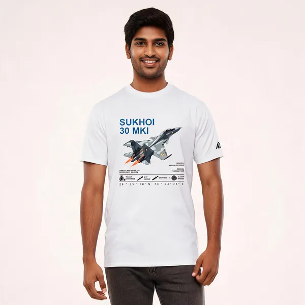 White_Cotton_Regular_Fit_Su-30_Mki_Superiority_T-Shirt_For_Men