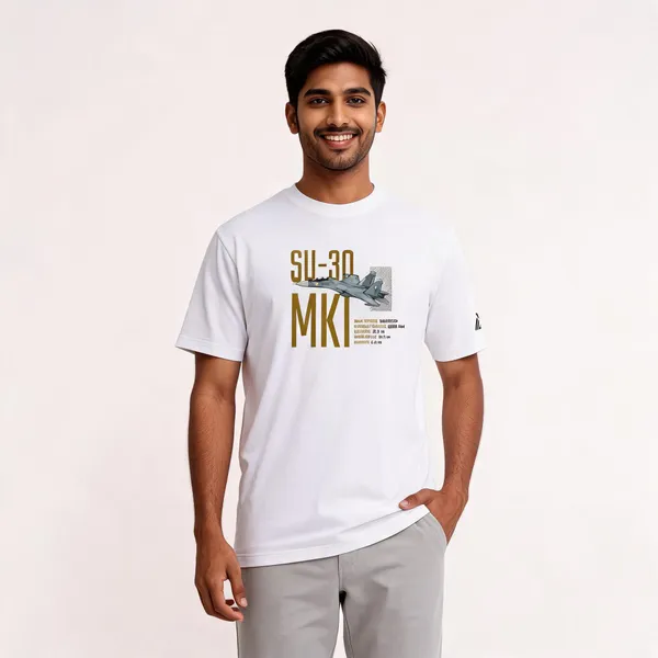 White_Cotton_Blend_Regular_Fit_Su-30_Mki_Graphic_T-Shirt_For_Men