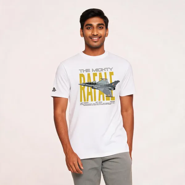 White_Cotton_Lycra_Regular_Fit_Rafale_Print_T-Shirt_For_Men