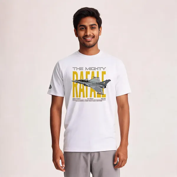 White_Cotton_Lycra_Regular_Fit_Rafale_Print_T-Shirt_For_Men