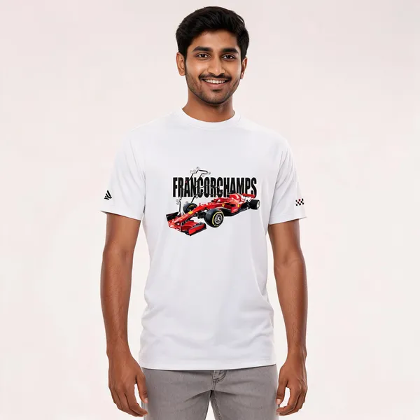 White_Cotton_Blend_Regular_Fit_Francochamps_Round_Neck_T-Shirt_For_Men