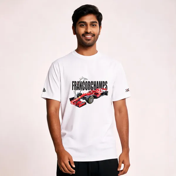 White_Cotton_Blend_Regular_Fit_Francochamps_Round_Neck_T-Shirt_For_Men