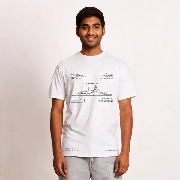 White_Cotton_Blend_Regular_Fit_Kolkata_Class_Edition_Round_Neck_T-Shirt_For_Men