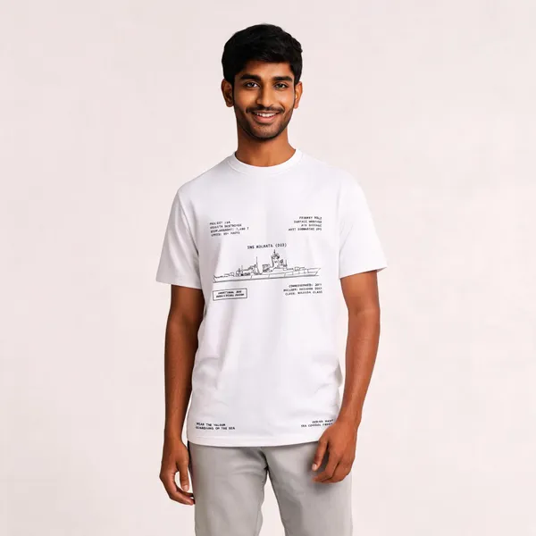 White_Cotton_Blend_Regular_Fit_Kolkata_Class_Edition_Round_Neck_T-Shirt_For_Men