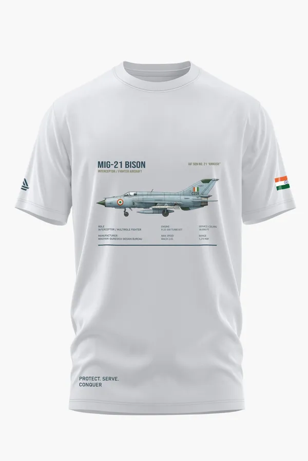 MIG_21_FIGHTER_AIRCRAFT_COTTON_T-SHIRT_-_White,_XL