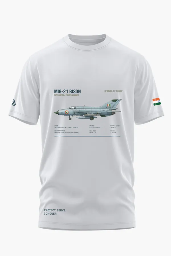 MIG_21_FIGHTER_AIRCRAFT_COTTON_T-SHIRT_-_White,_XL