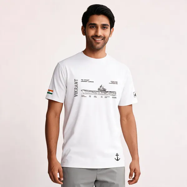White_Cotton_Blend_Regular_Fit_Vikrant_Class_Round_Neck_T-Shirt_For_Men