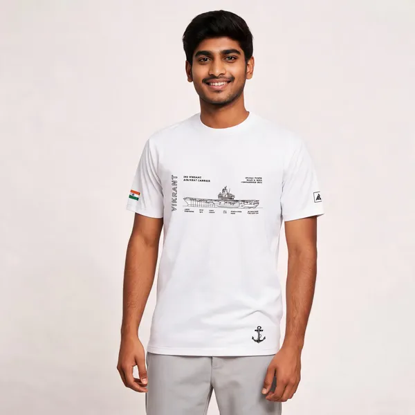 White_Cotton_Blend_Regular_Fit_Vikrant_Class_Round_Neck_T-Shirt_For_Men
