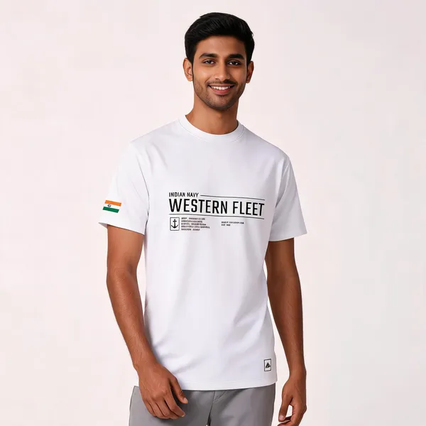 White_Cotton_Blend_Regular_Fit_Western_Fleet_Round_Neck_T-Shirt_For_Men