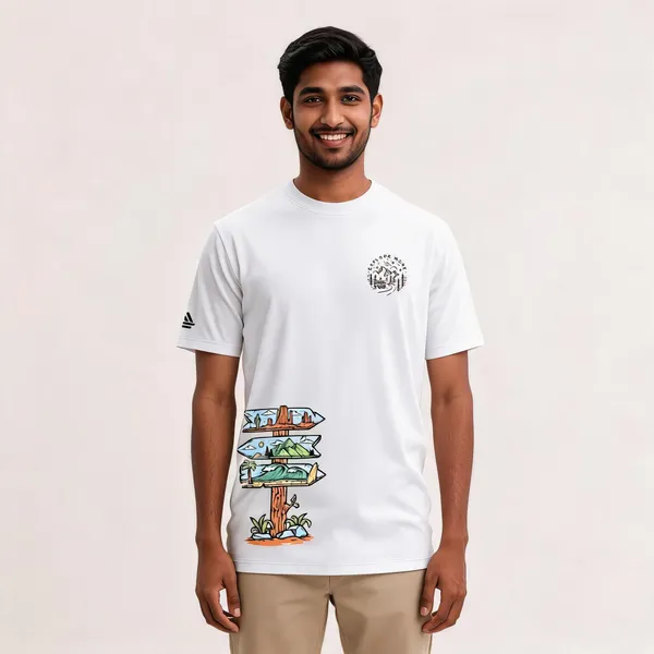 White_Cotton_Blend_Regular_Fit_Graphic_T-Shirt_For_Men