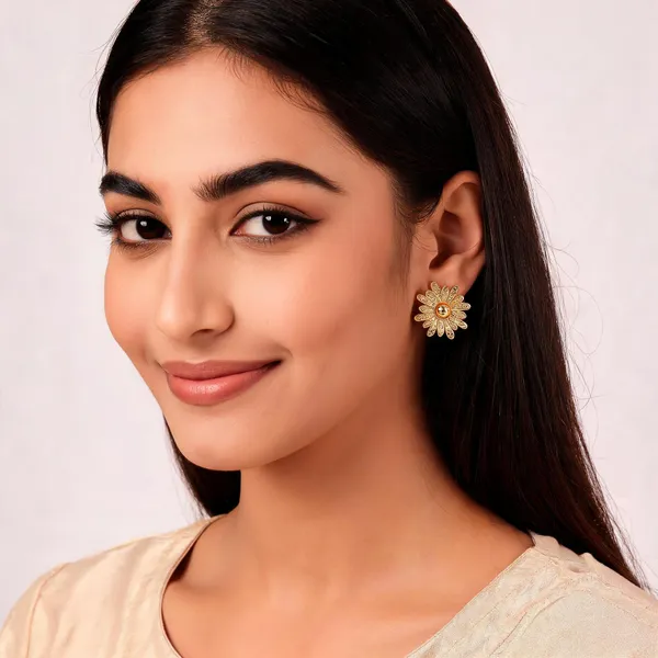 Gold_Brass_Stud_Earrings_For_Women