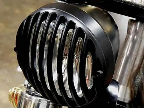 Grandbiker_Headlight_Heavy_Grill_Shade,_Indicator,_Tail,_Eyes_Grill_for_Royal_Enfield_Bullet_Classic_350/500/Chrome/Desert_Storm_(Black)_-_Pack_of_8
