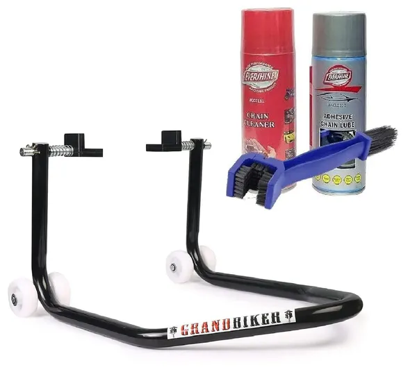 Grandbiker_Rear_Paddock_Stand_with_Swing_Arm_Rest_with_500_ML_Chain_Cleaner_Combo_(Black)_(Orange)